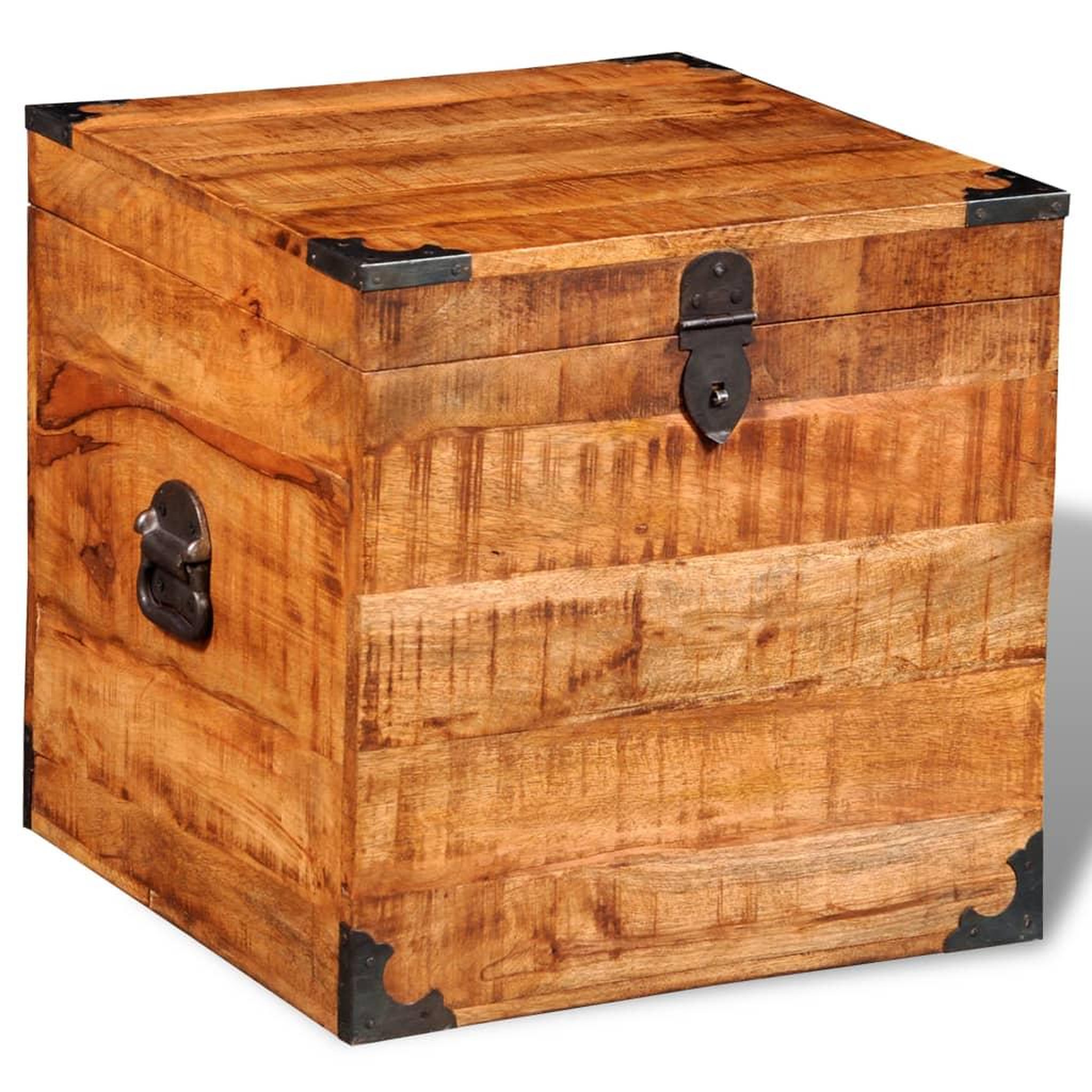 Voir la diapositive 2 : VIDAXL Coffre de rangement cubique bois de manguier brut