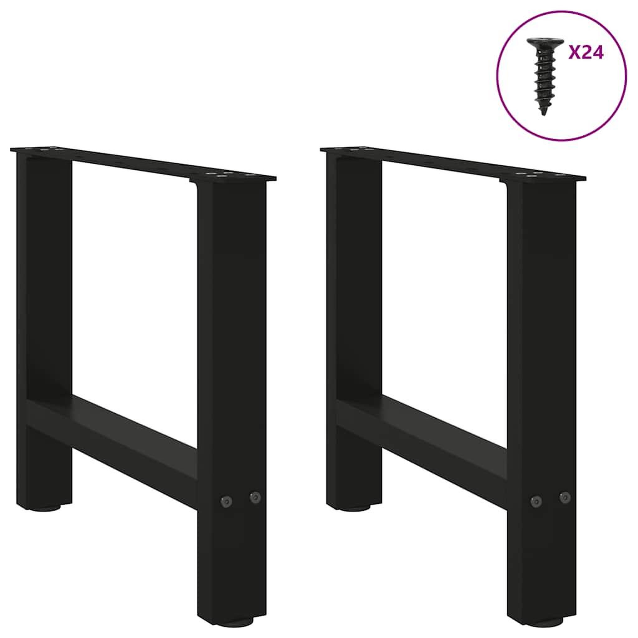 Voir la diapositive 3 : VIDAXL Pieds de table basse noir 2 pcs 60x(42-43) cm acier