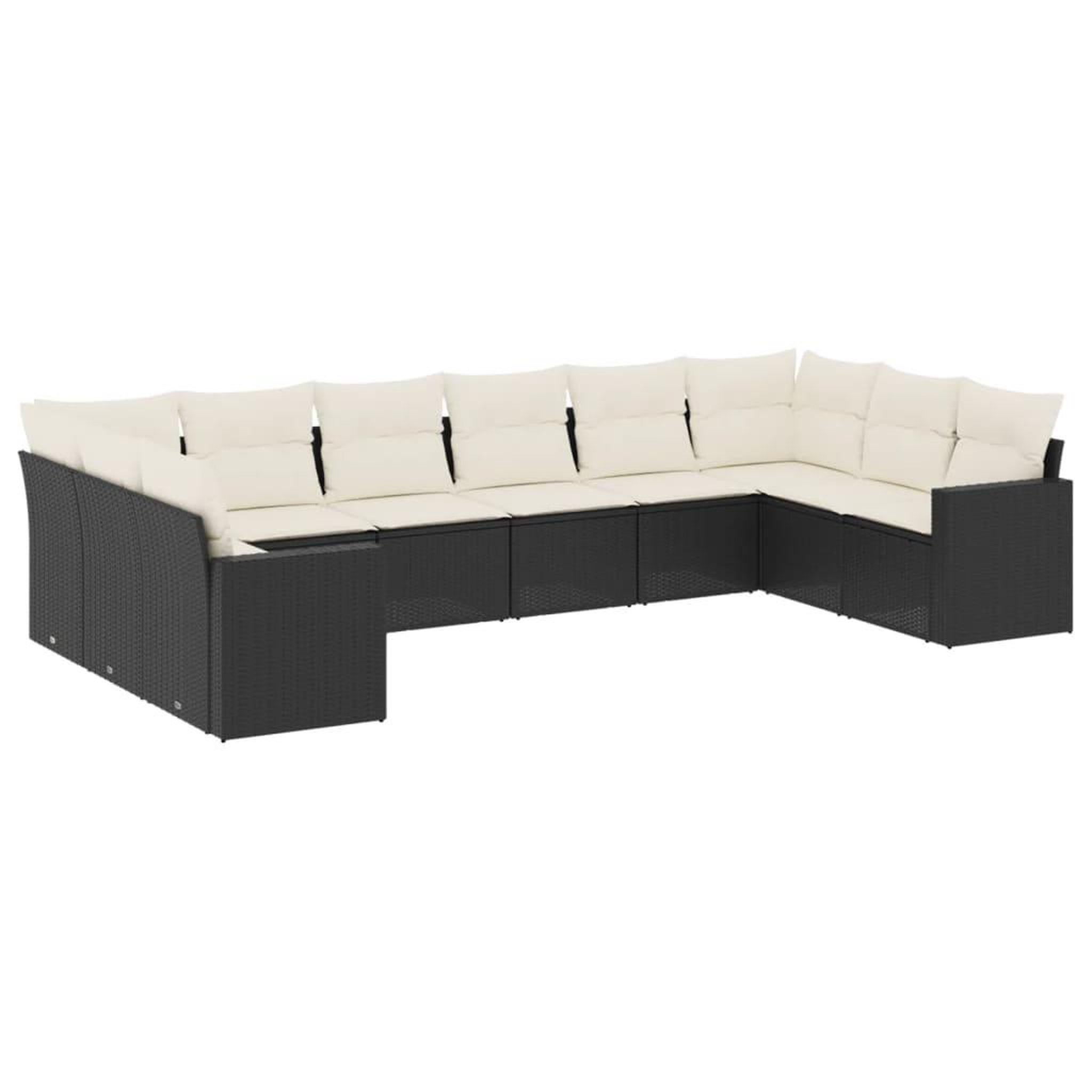 Voir la diapositive 2 : VIDAXL Salon de jardin 10 pcs avec coussins noir resine tressee