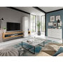 Voir la diapositive 5 : BEST MOBILIER Ned - meuble tv suspendu - 1 porte et 3 étagères - effet bois et blanc - 240 cm