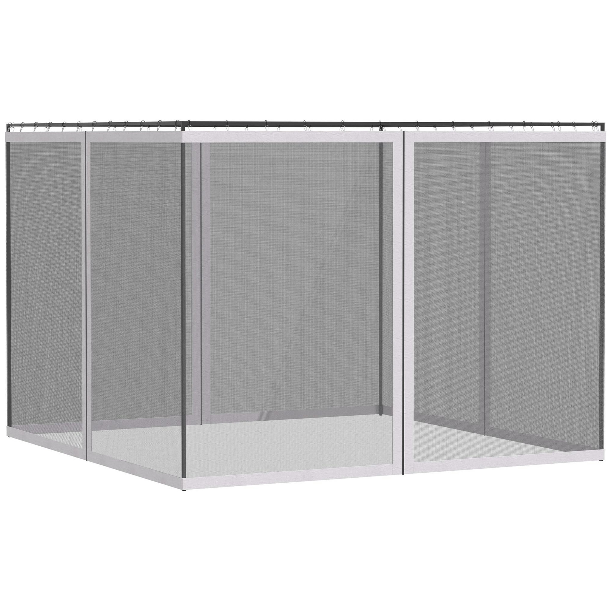 OUTSUNNY Moustiquaires pour tonnelle barnum pavillon de jardin 3 x 4 m - lot de 4 moustiquaires zippées + crochets d'attaches - polyester nylon