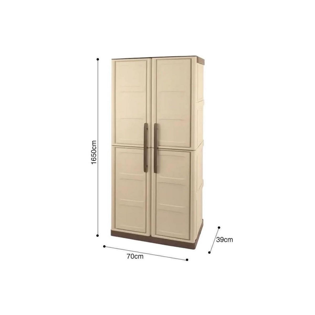 ART PLAST Armoire de rangement 2 portes 3 Etagères 70 x 39 x 165cm ARTPLAST