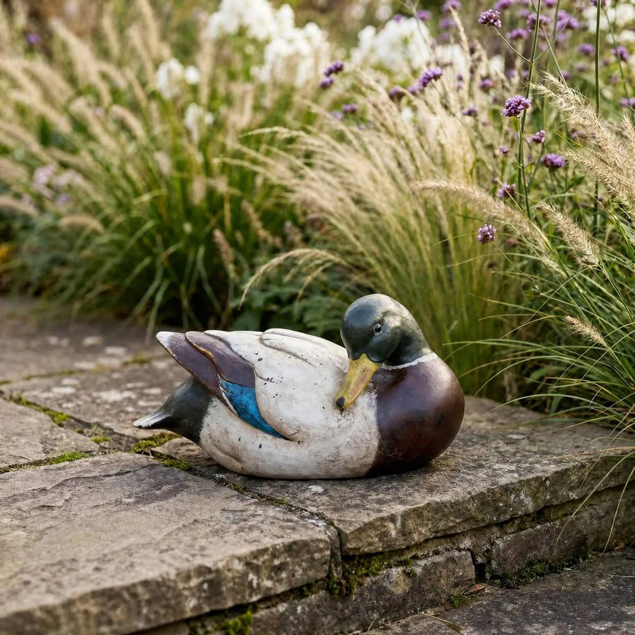 Voir la diapositive 2 : ATMOSPHERA Statuette déco canard en résine  vitto  28cm gris