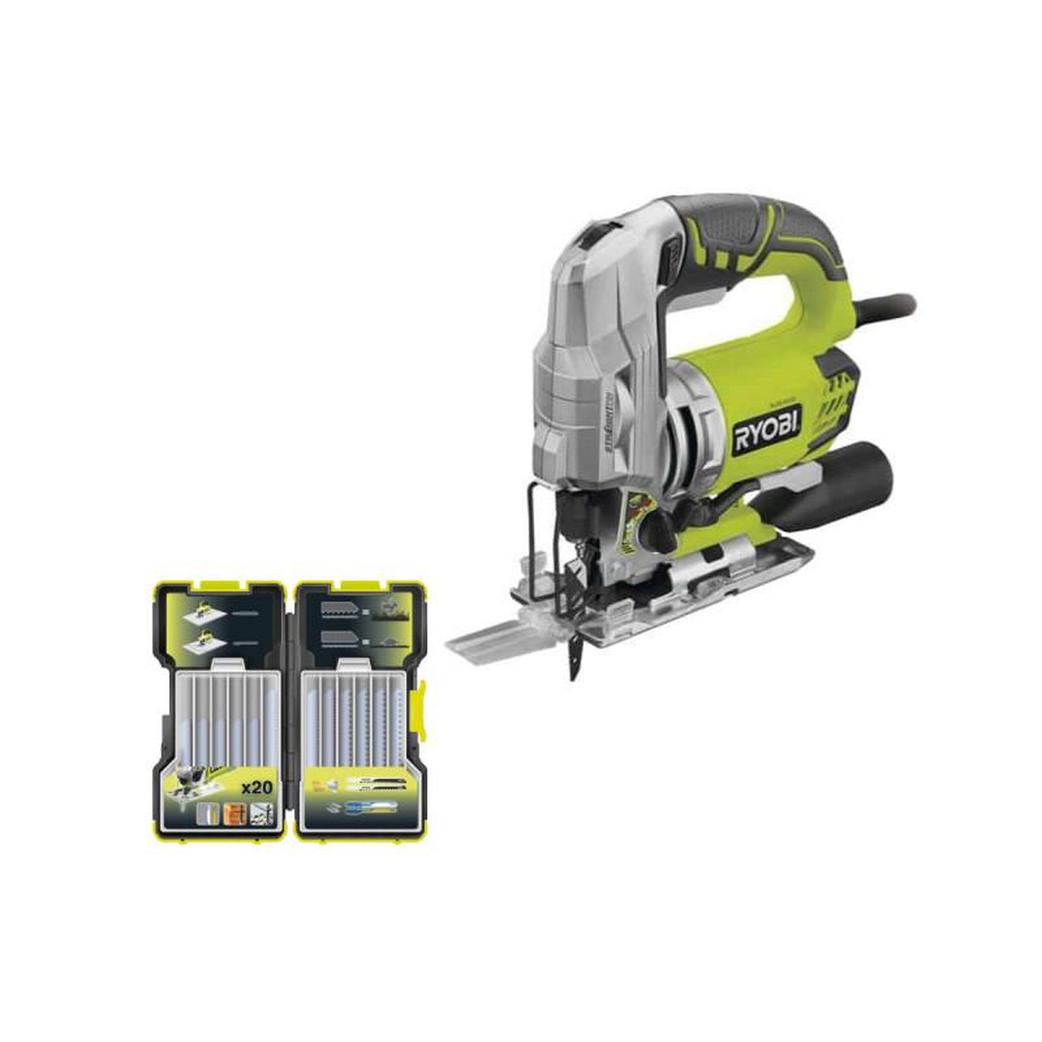 Voir la diapositive 1 : Ryobi Pack RYOBI Scie sauteuse pendulaire électrique 680W RJS1050-K - Coffret de 20 lames RAK20JB