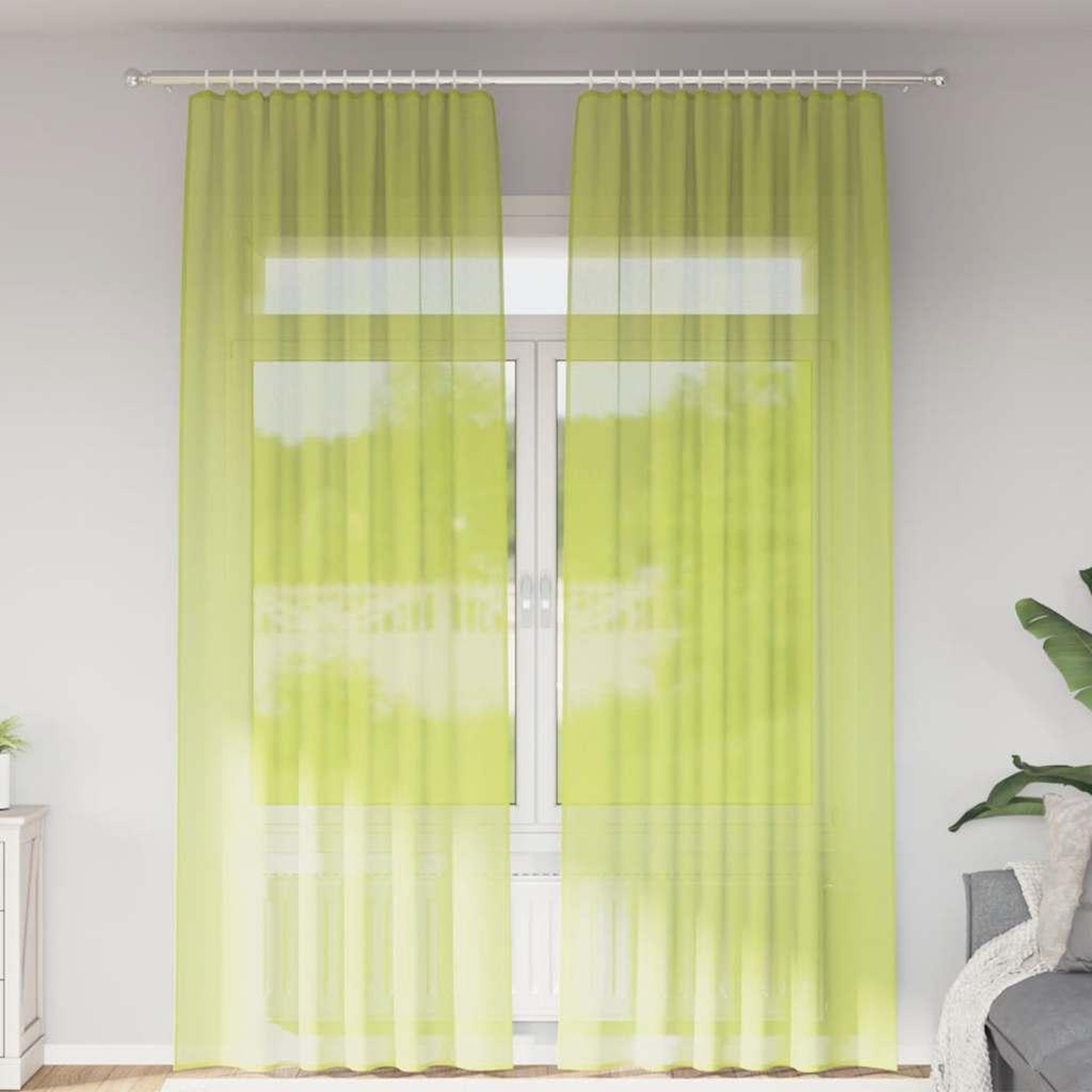 VIDAXL Rideaux en voile avec passants 2 pcs vert pomme