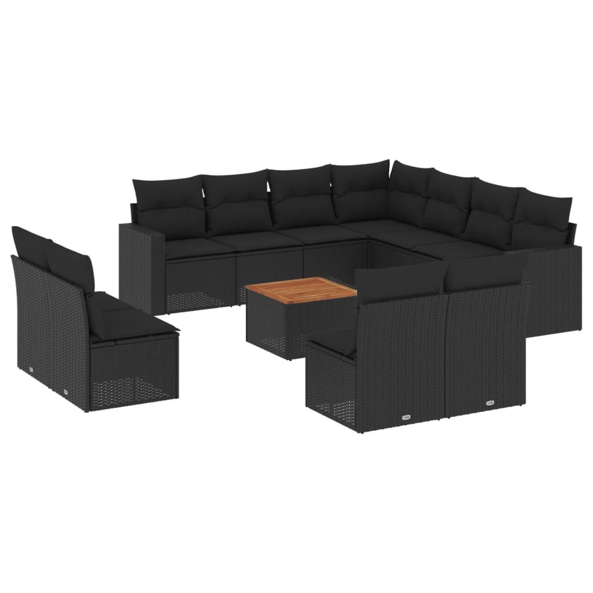 Voir la diapositive 2 : VIDAXL Salon de jardin 12 pcs avec coussins noir resine tressee