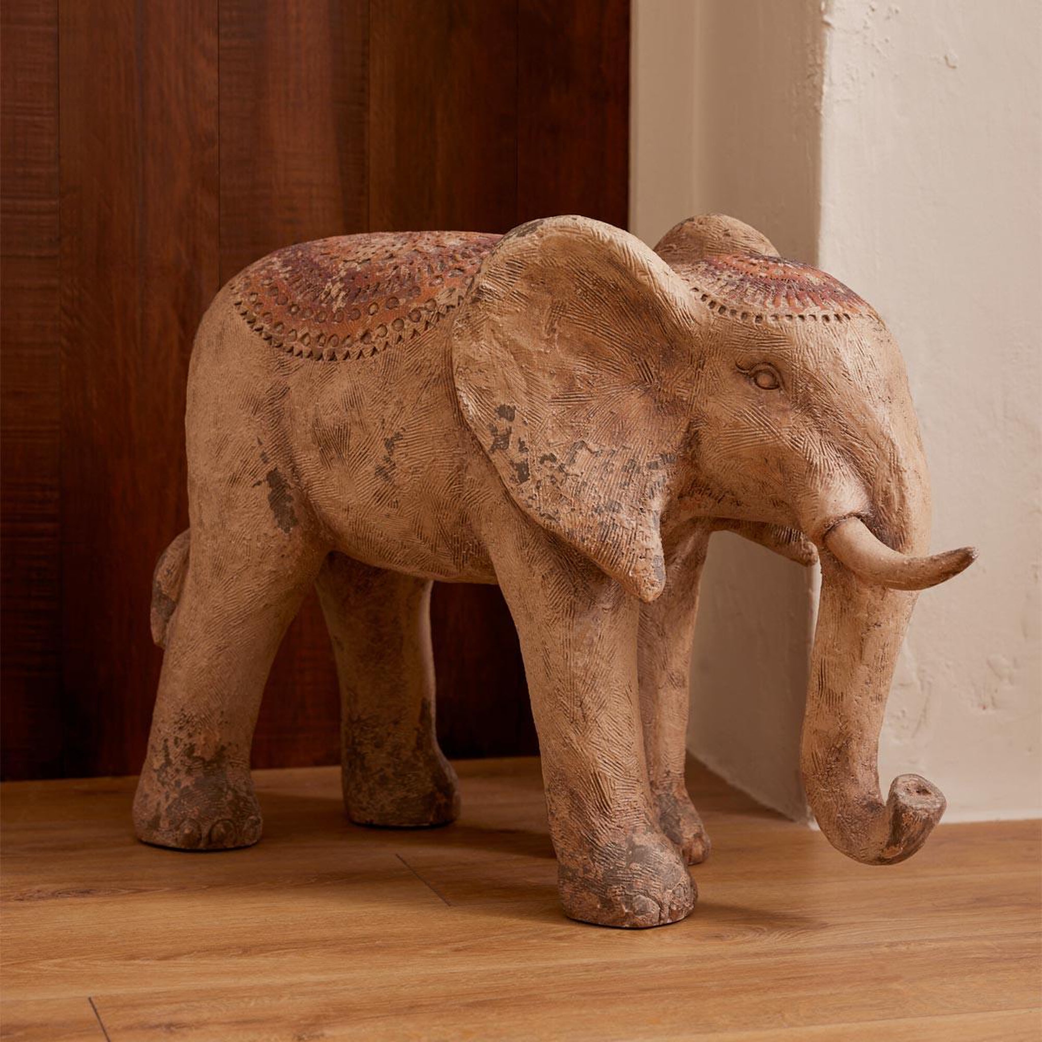 Voir la diapositive 6 : J-LINE Statue éléphant extérieur  antik  80cm multicolore