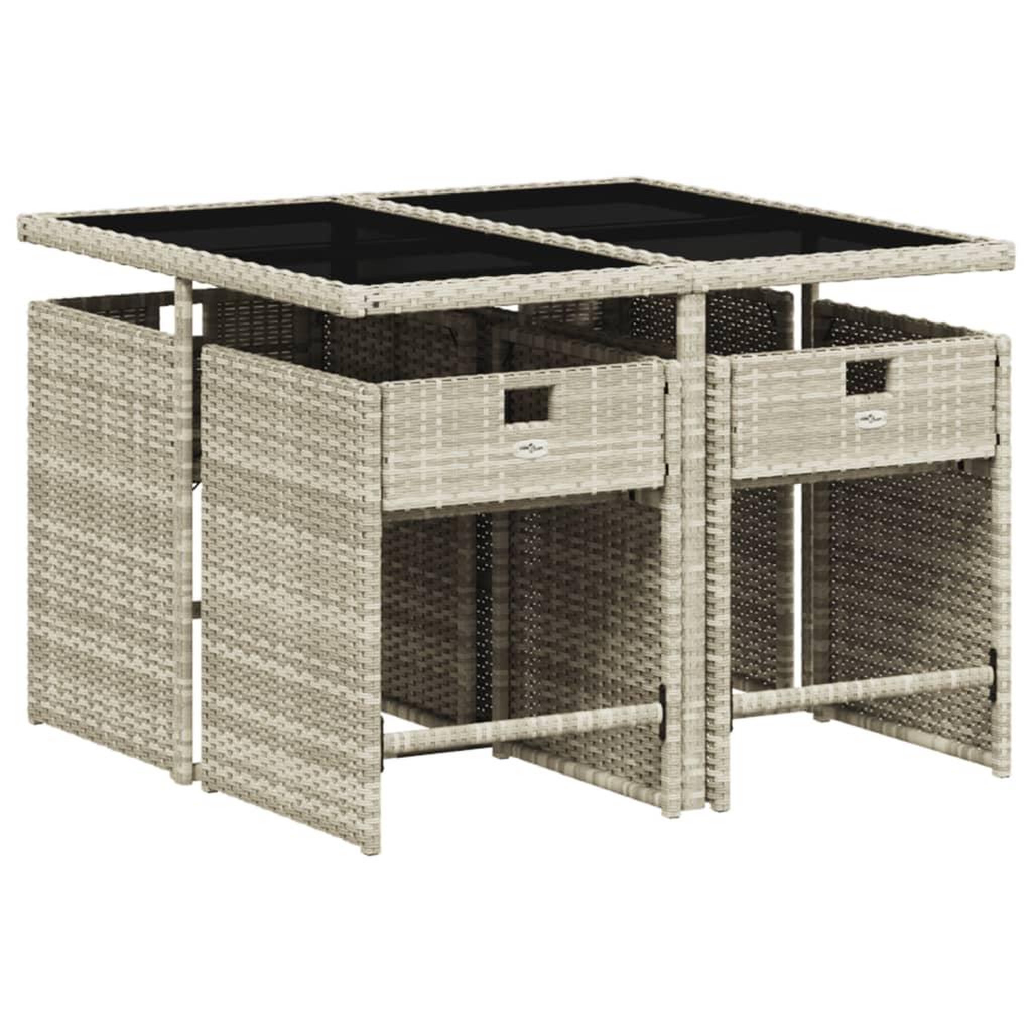 Voir la diapositive 3 : VIDAXL Ensemble a manger de jardin et coussins 5 pcs gris clair rotin