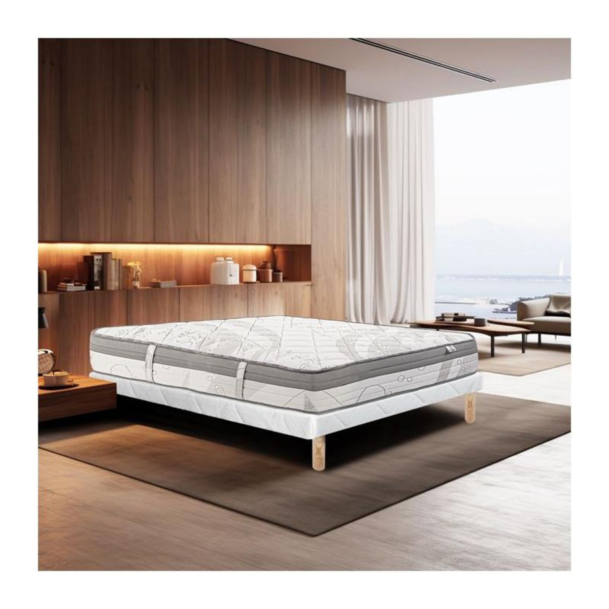 LUXURY LITERIE LUXURY LITERIE - Ensemble matelas + sommier - VISCOPLUS - 140 x 190 cm - Tapissier - Ferme - Face été/hiver