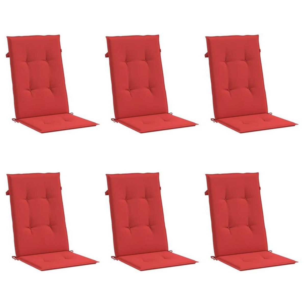 VIDAXL Coussins de chaise de jardin dossier haut lot de 6 rouge tissu