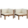 Voir la diapositive 2 : VIDAXL Canapes d'angle 2 pcs avec coussins blanc creme Acacia solide
