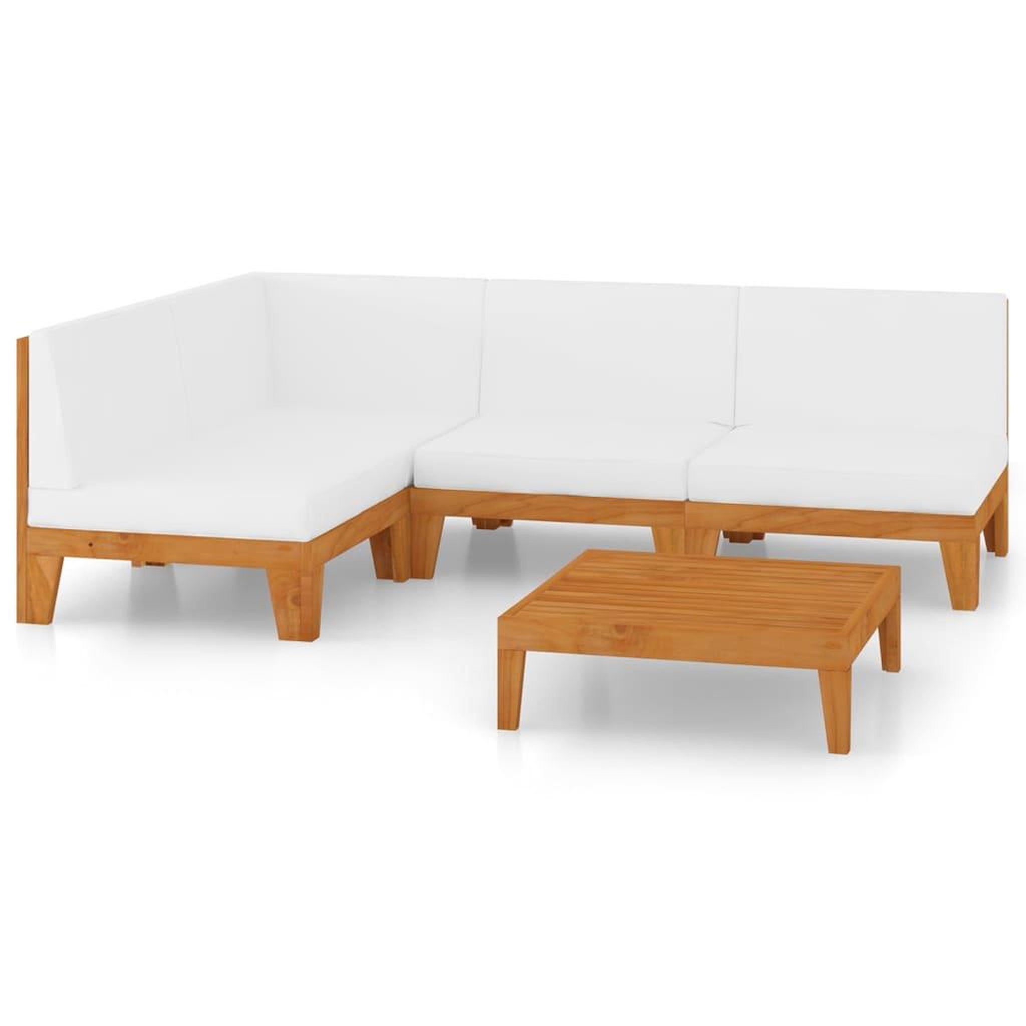 Voir la diapositive 2 : VIDAXL Salon de jardin 5 pcs avec coussins Bois d'acacia solide