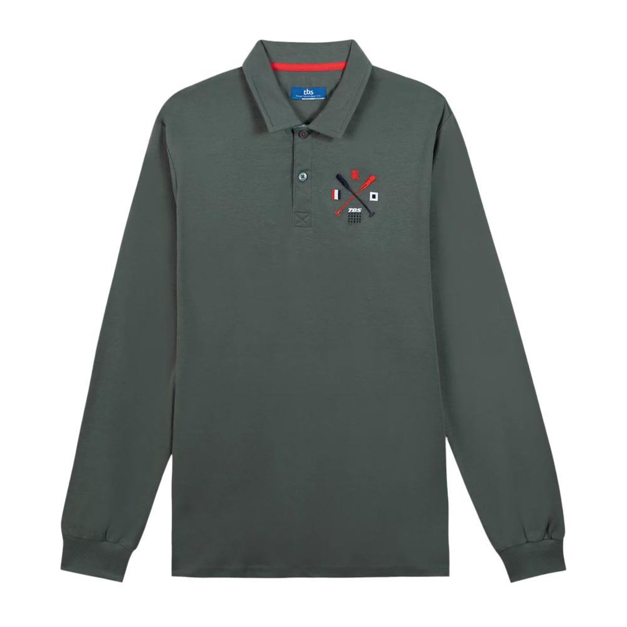 TBS Polo Manches Longues Vert Foncé Homme TBS Sapin. Coloris disponibles : Vert