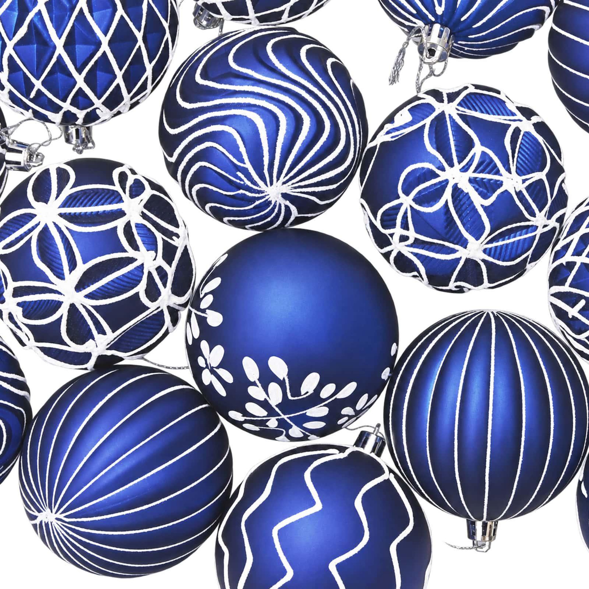 Voir la diapositive 6 : VIDAXL Ensemble de boules de Noël XL 18 pc Bleu et Blanc Diam. 8 cm