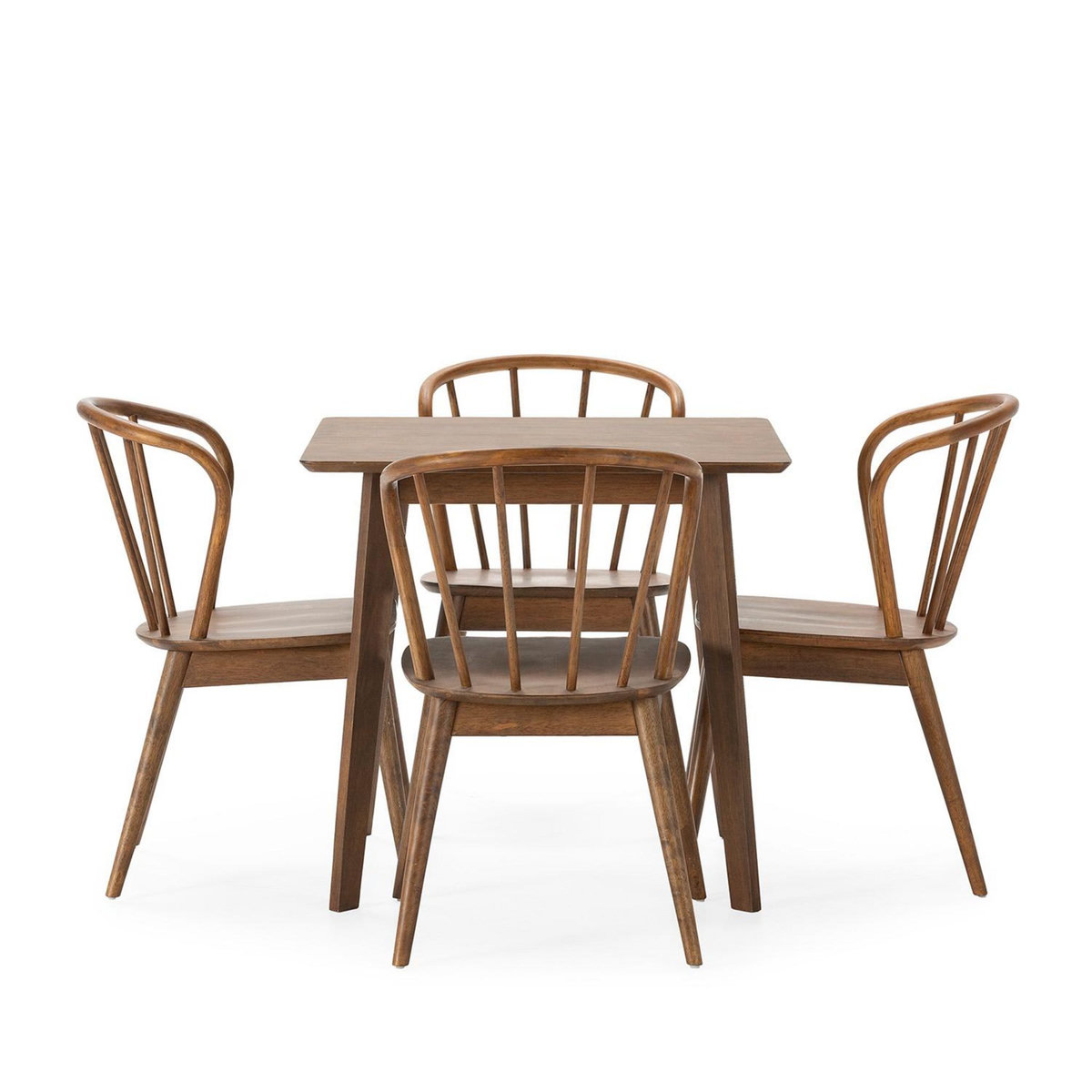 VS VENTA-STOCK Ensemble table 80x80 cm et 4 chaises de salle à manger Brisa Noyer