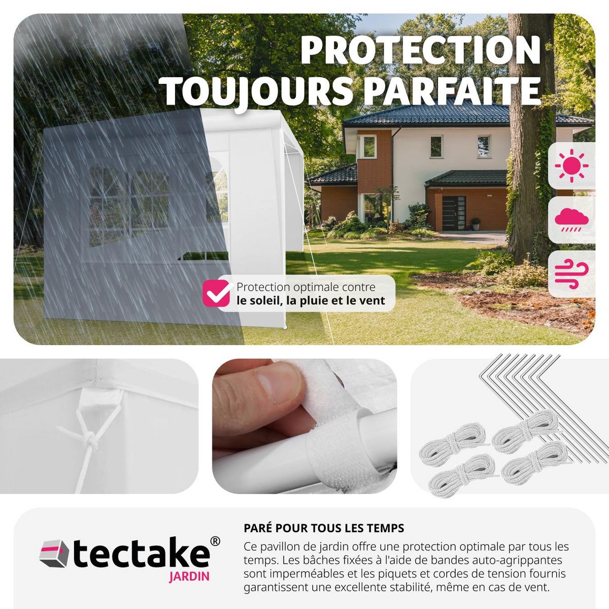 tectake Tonnelle 3 x 3 m blanc