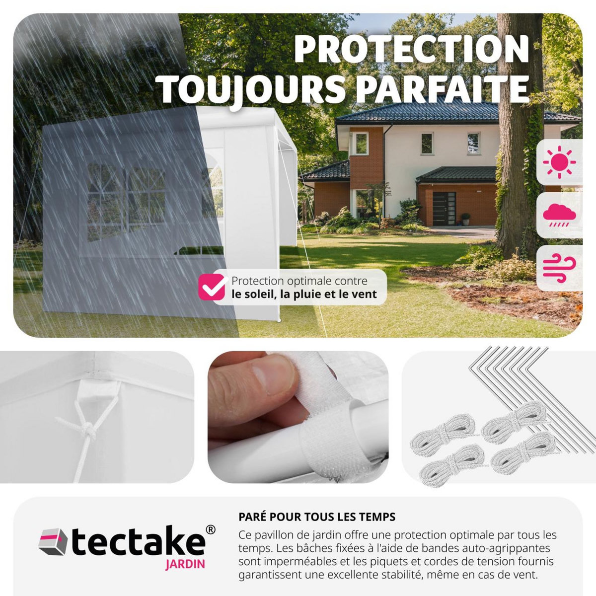 tectake Tonnelle 3 x 3 m blanc
