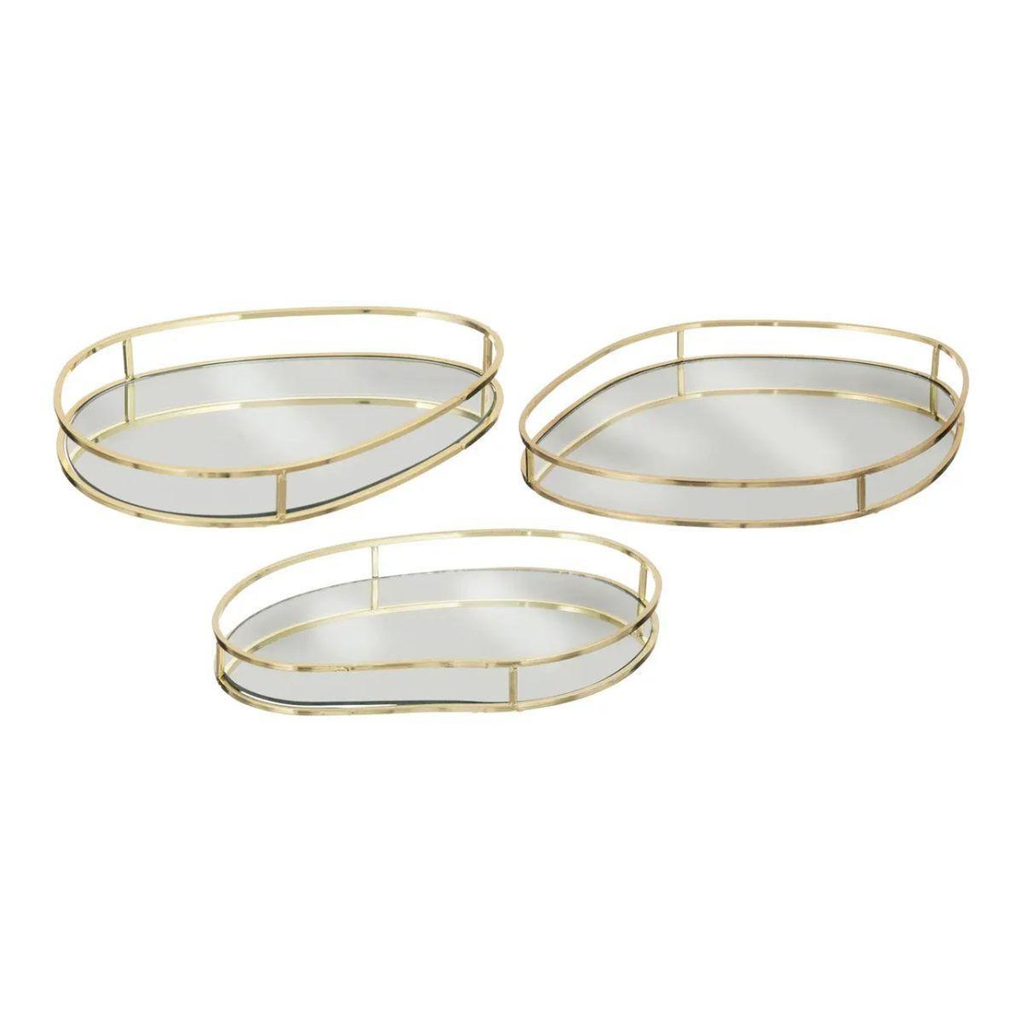 ATMOSPHERA Lot de 3 plateaux de présentation  lily  30cm or