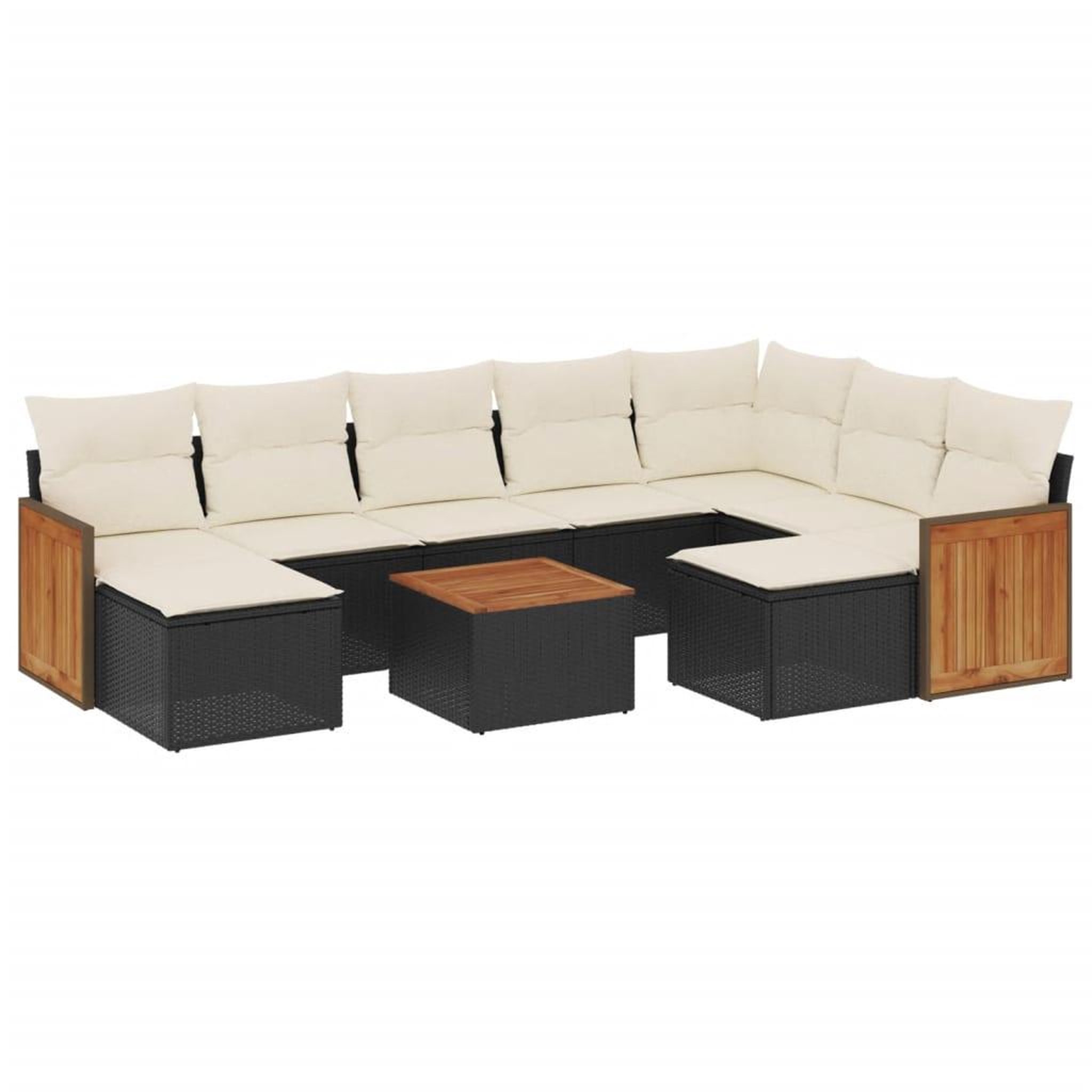 Voir la diapositive 2 : VIDAXL Salon de jardin 10 pcs avec coussins noir resine tressee