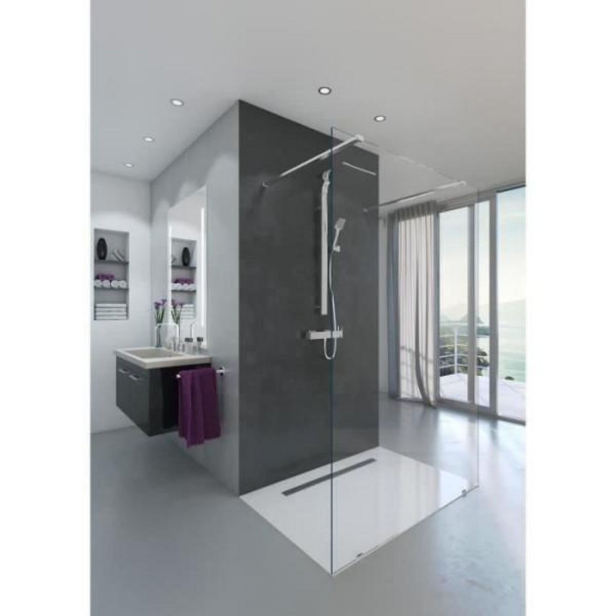AURYS Paroi de douche en kit AURYS BALTIQUE CLAIRE - Verre Timeless 8 mm trempé by Saint-Gobain - L.140 cm x H.198 cm
