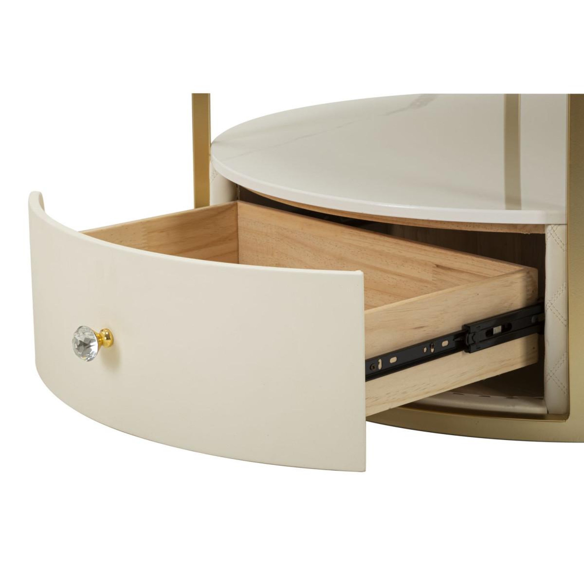 Voir la diapositive 4 : Paris Prix Table basse effet marbre  sharon  75cm blanc & or