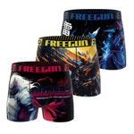 FREEGUN Lot de 3 boxers homme Manga Gamer. Coloris disponibles : Rouge