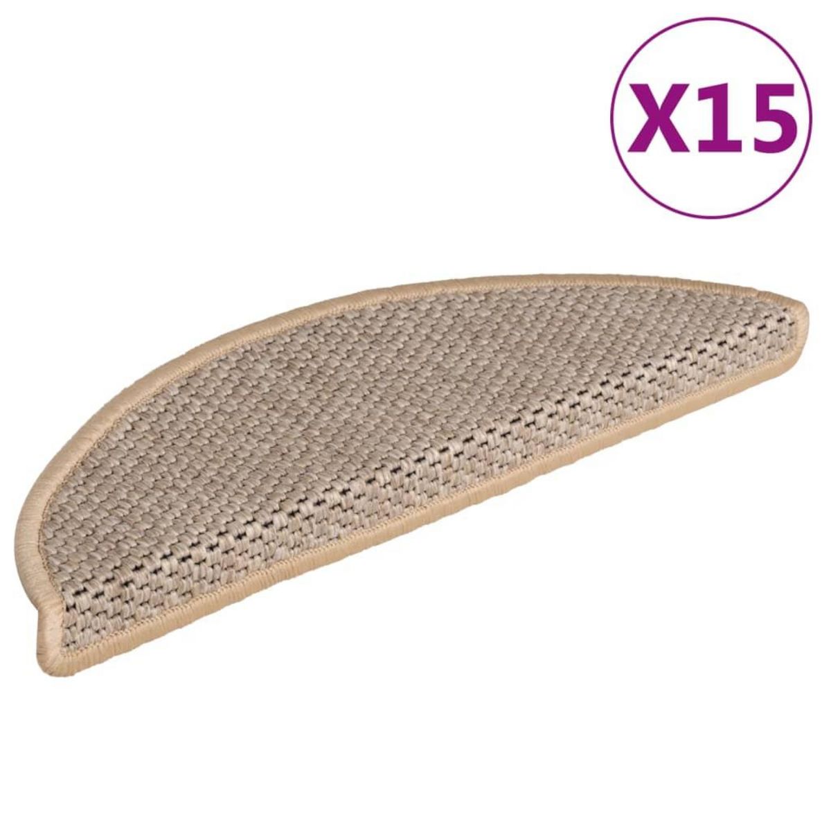 VIDAXL Tapis d'escalier autocollants 15 pcs 56x17x3 cm Beige clair