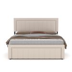 CONCEPT USINE Lit contemporain avec coffre de rangement 140x190cm en velours beige NASHVILLE