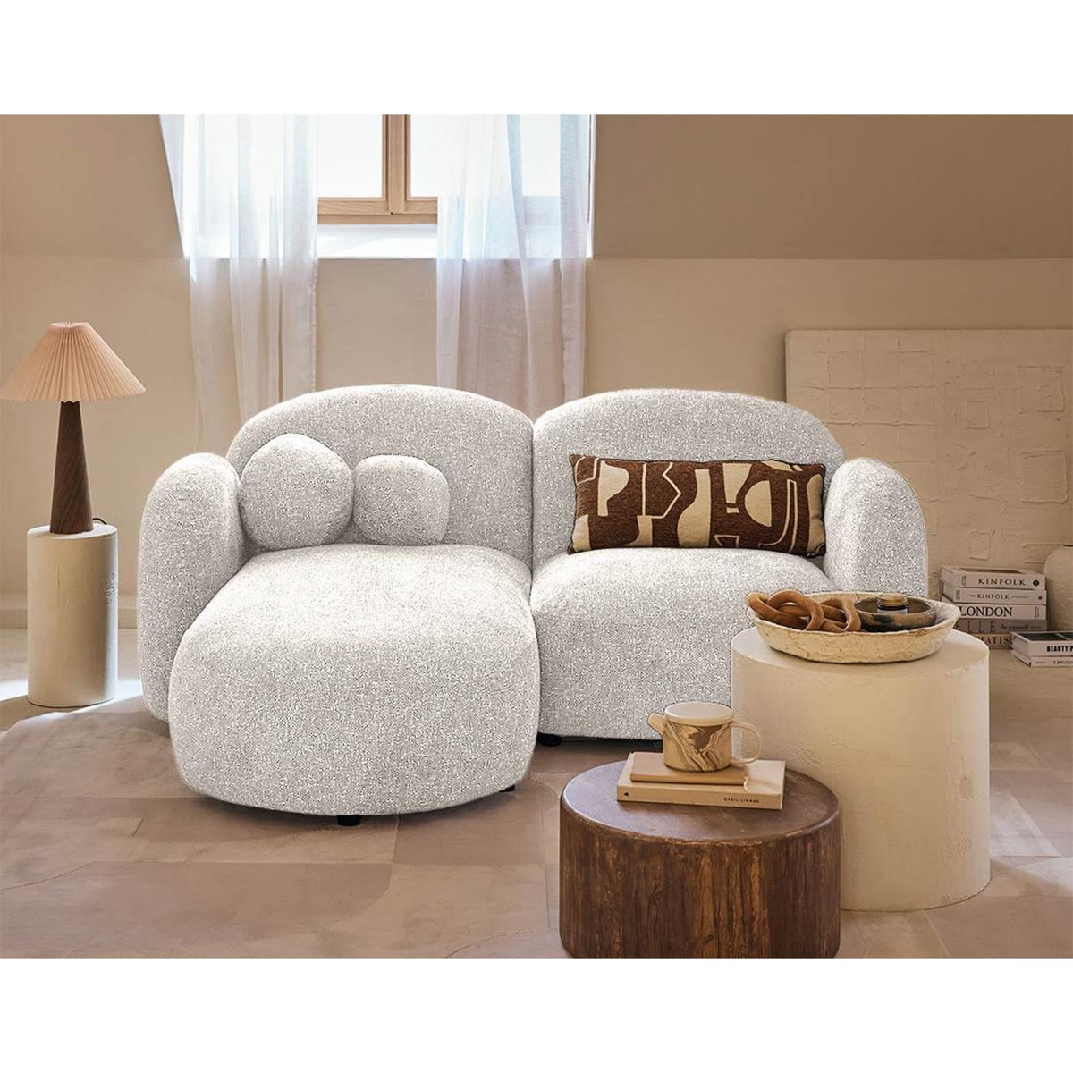 LISA DESIGN Velris - canapé d'angle gauche 3 places en tissu moucheté