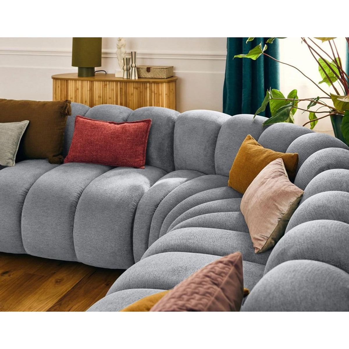 LISA DESIGN Debbie - canapé modulable d'angle gauche 5 places en tissu texturé