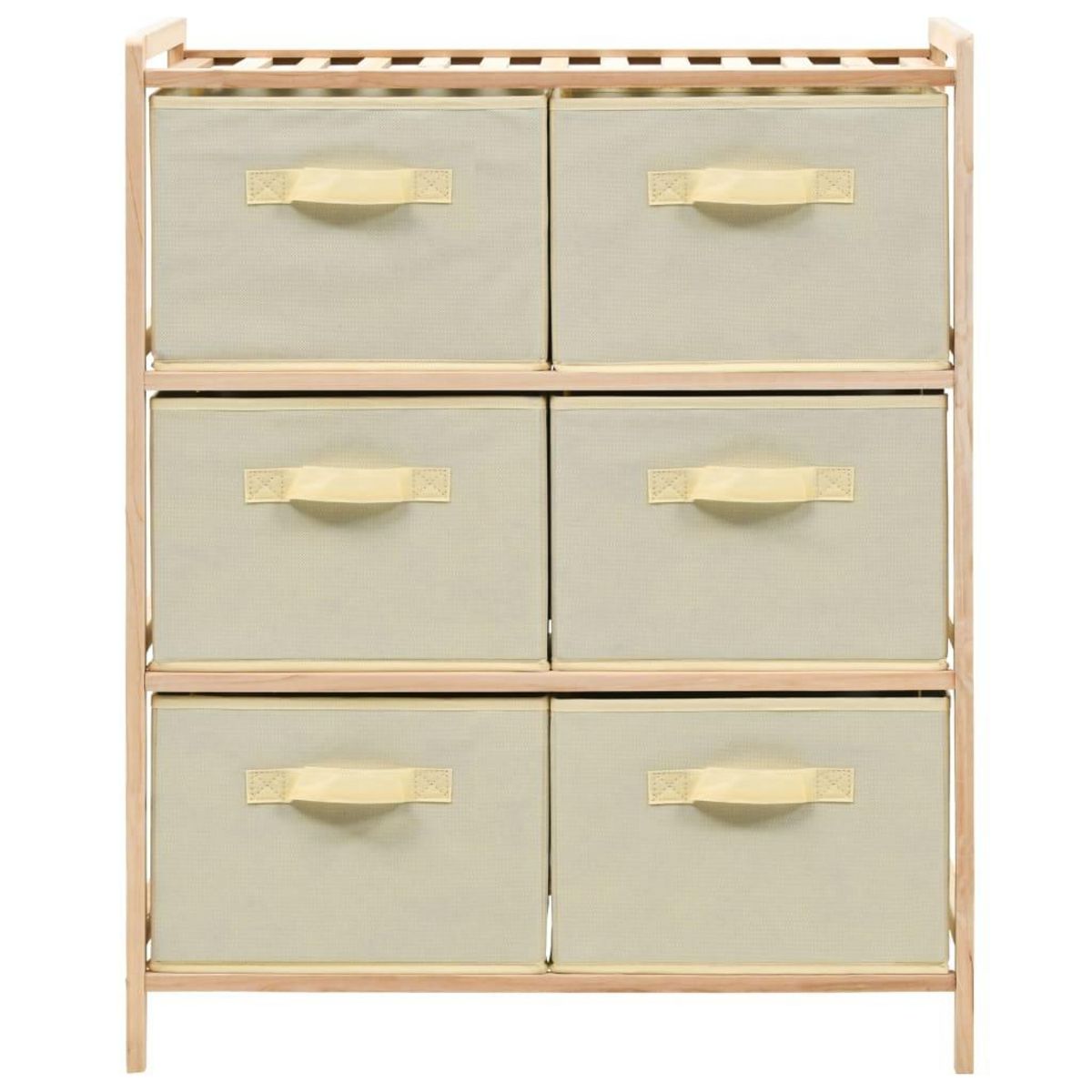 VIDAXL Etagere de rangement 6 paniers Tissu Bois de cedre Beige
