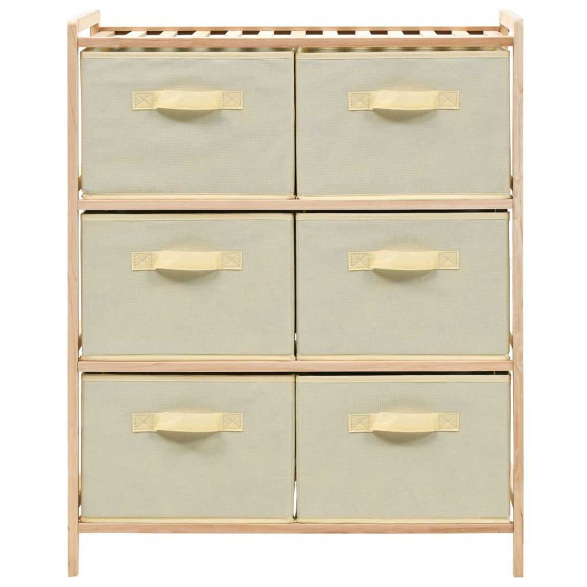 VIDAXL Etagere de rangement 6 paniers Tissu Bois de cedre Beige