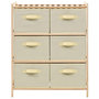 Voir la diapositive 2 : VIDAXL Etagere de rangement 6 paniers Tissu Bois de cedre Beige