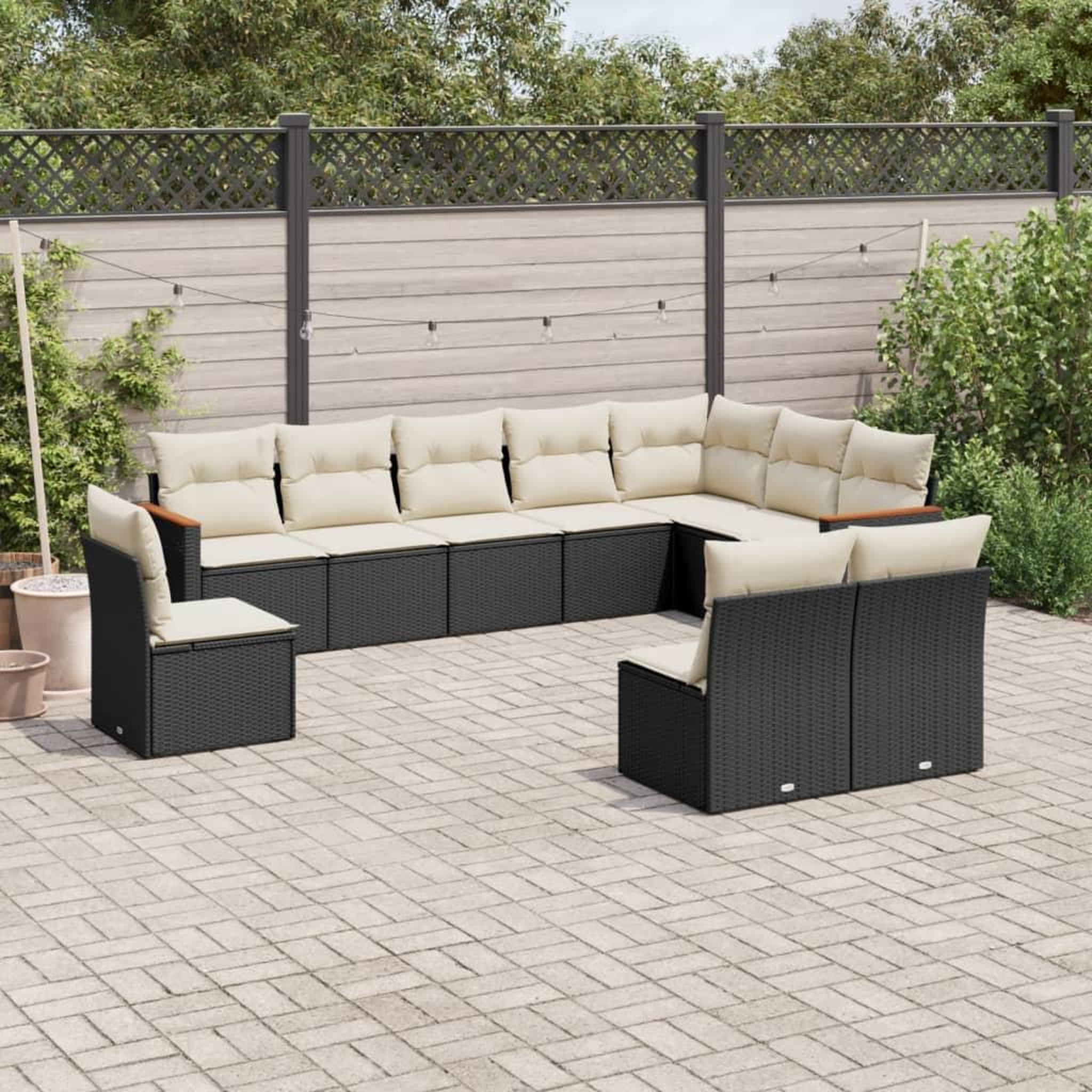 VIDAXL Salon de jardin 10 pcs avec coussins noir resine tressee