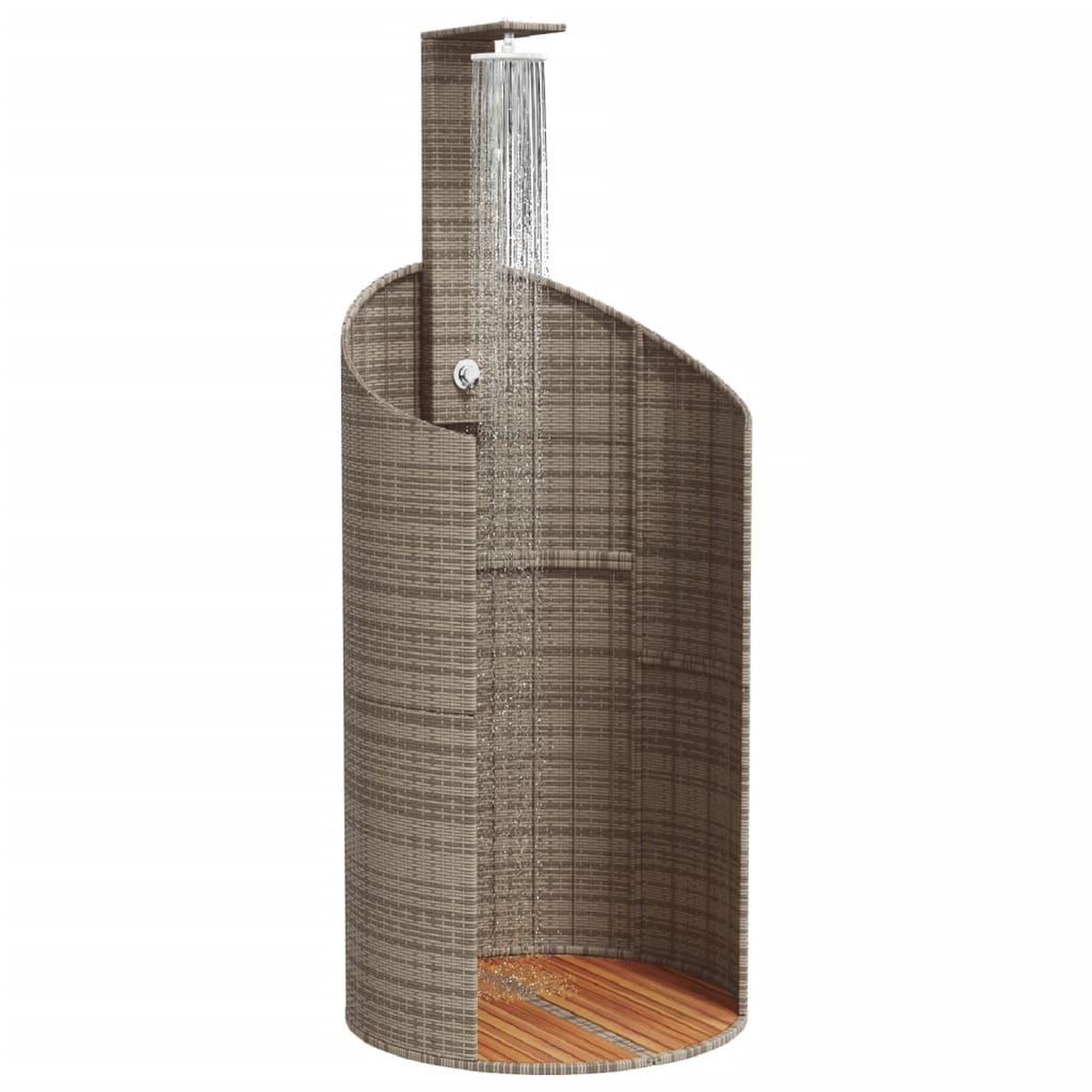 Voir la diapositive 4 : VIDAXL Douche d'exterieur gris 100x100x241,5 cm poly rotin bois acacia