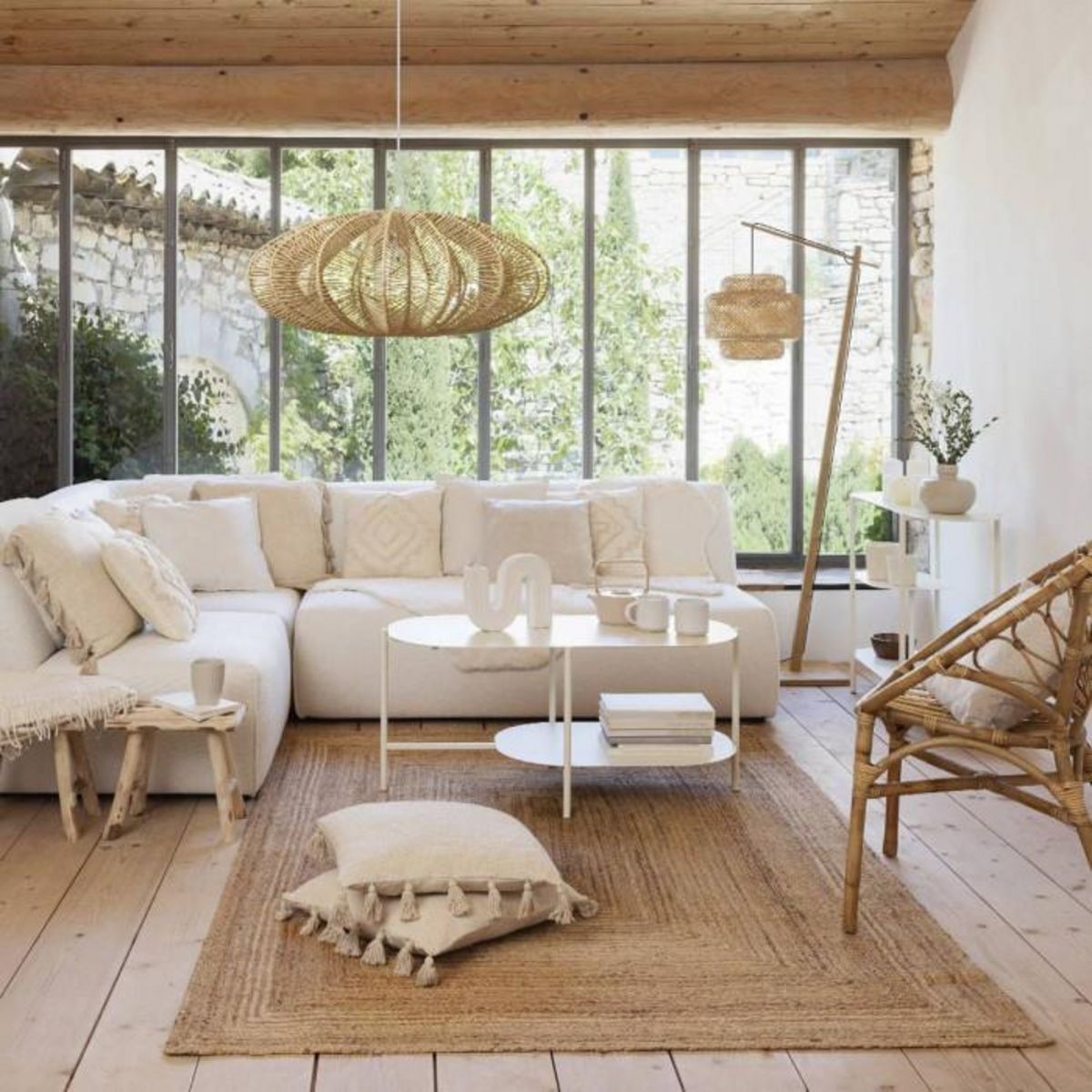 ATMOSPHERA Soliflore en Céramique  Olme  24cm Blanc