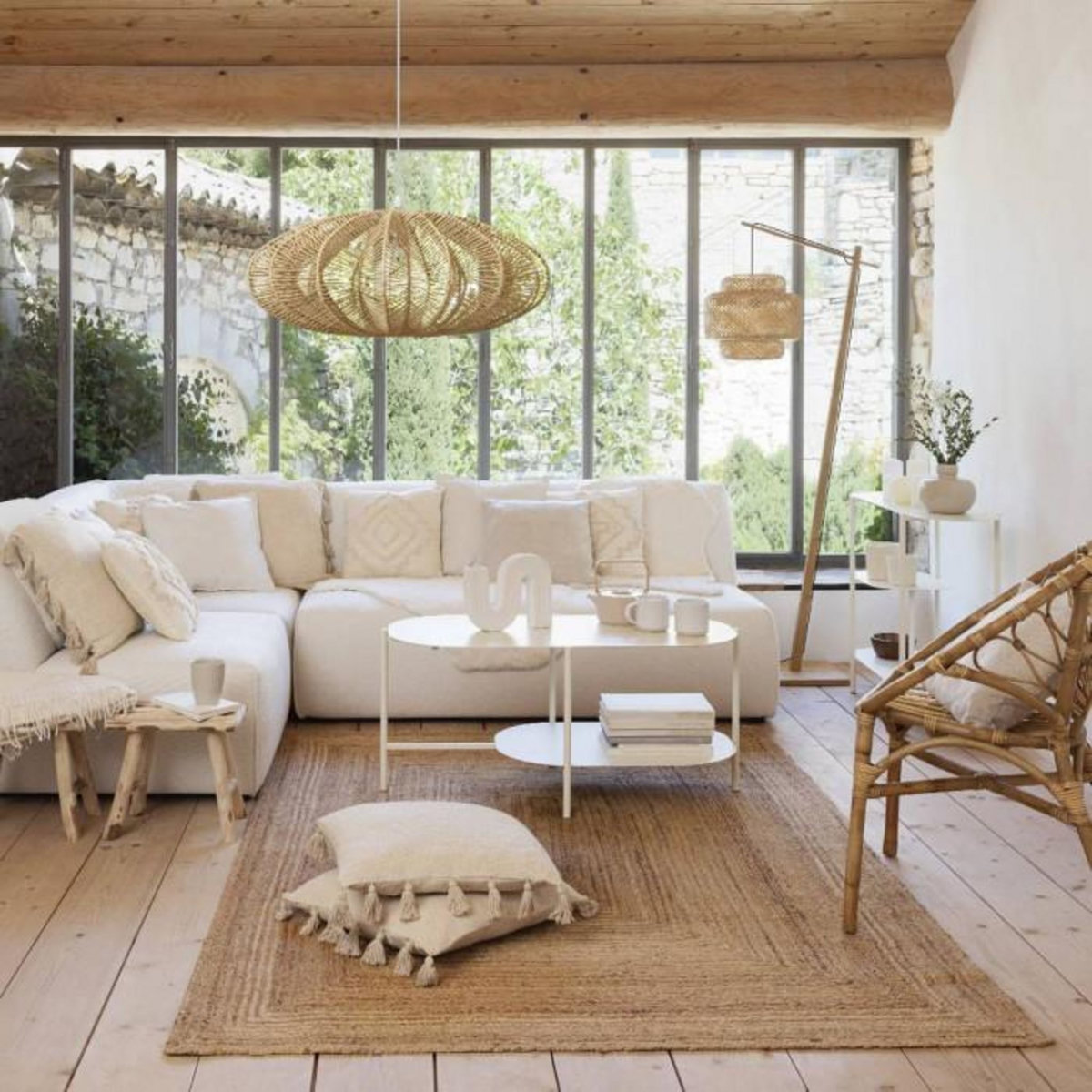 ATMOSPHERA Soliflore en Céramique  Olme  24cm Blanc