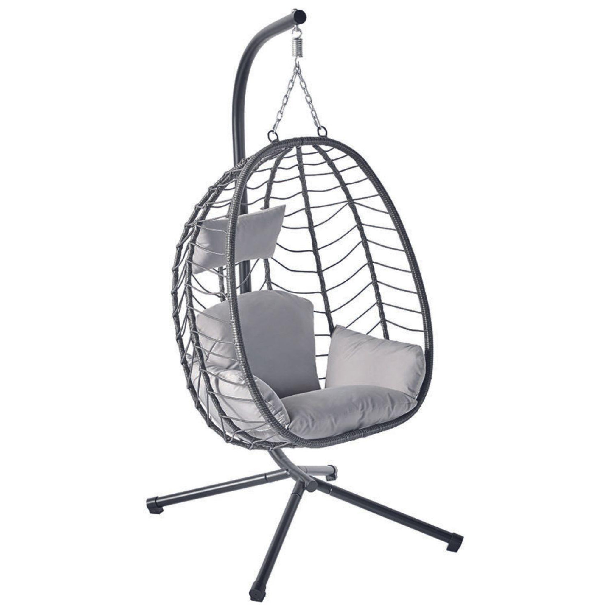 CONCEPT USINE Fauteuil suspendu en résine effet rotin gris lima