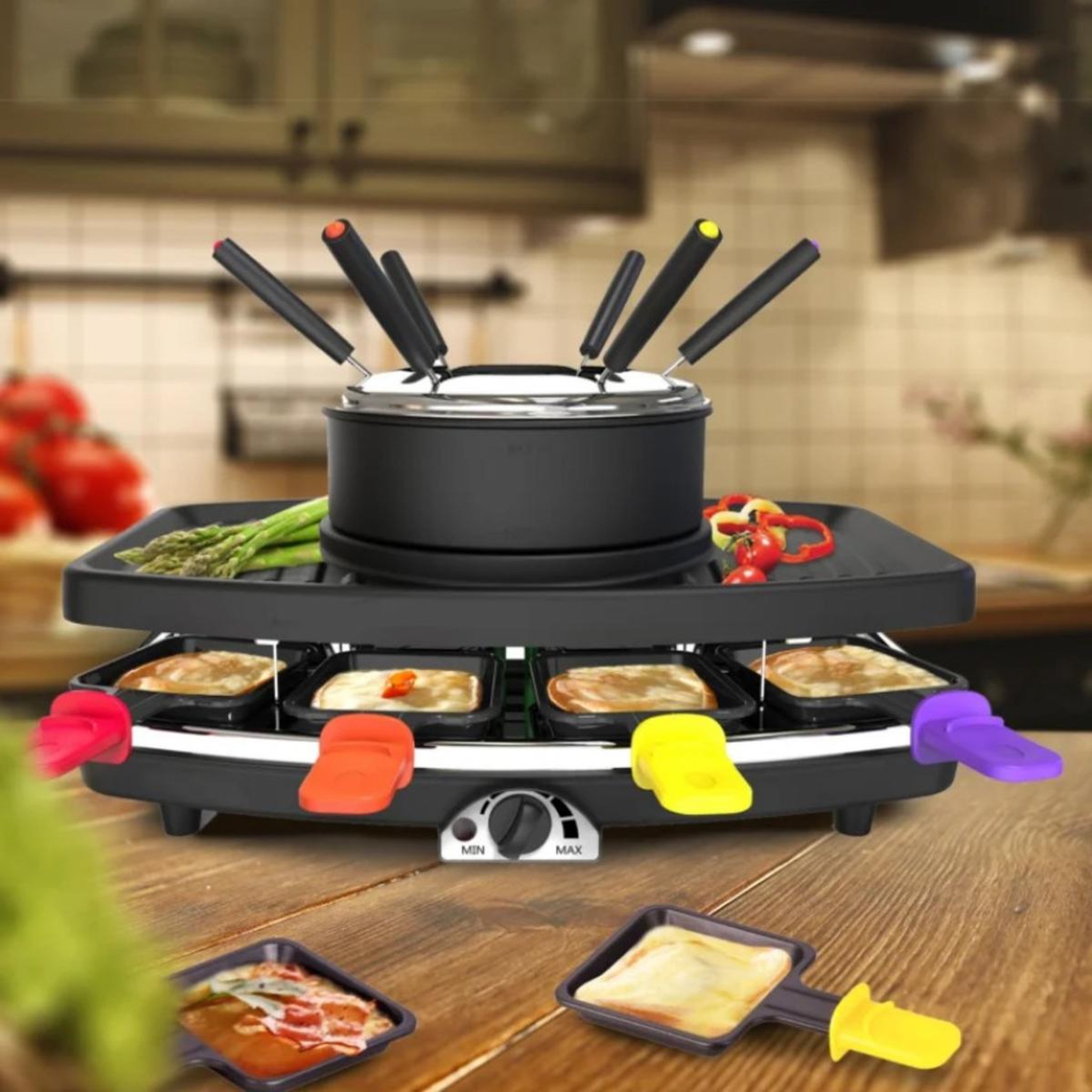 Voir la diapositive 6 : Fagor Appareil à raclette 3en1 8 personnes 1100w - FG816