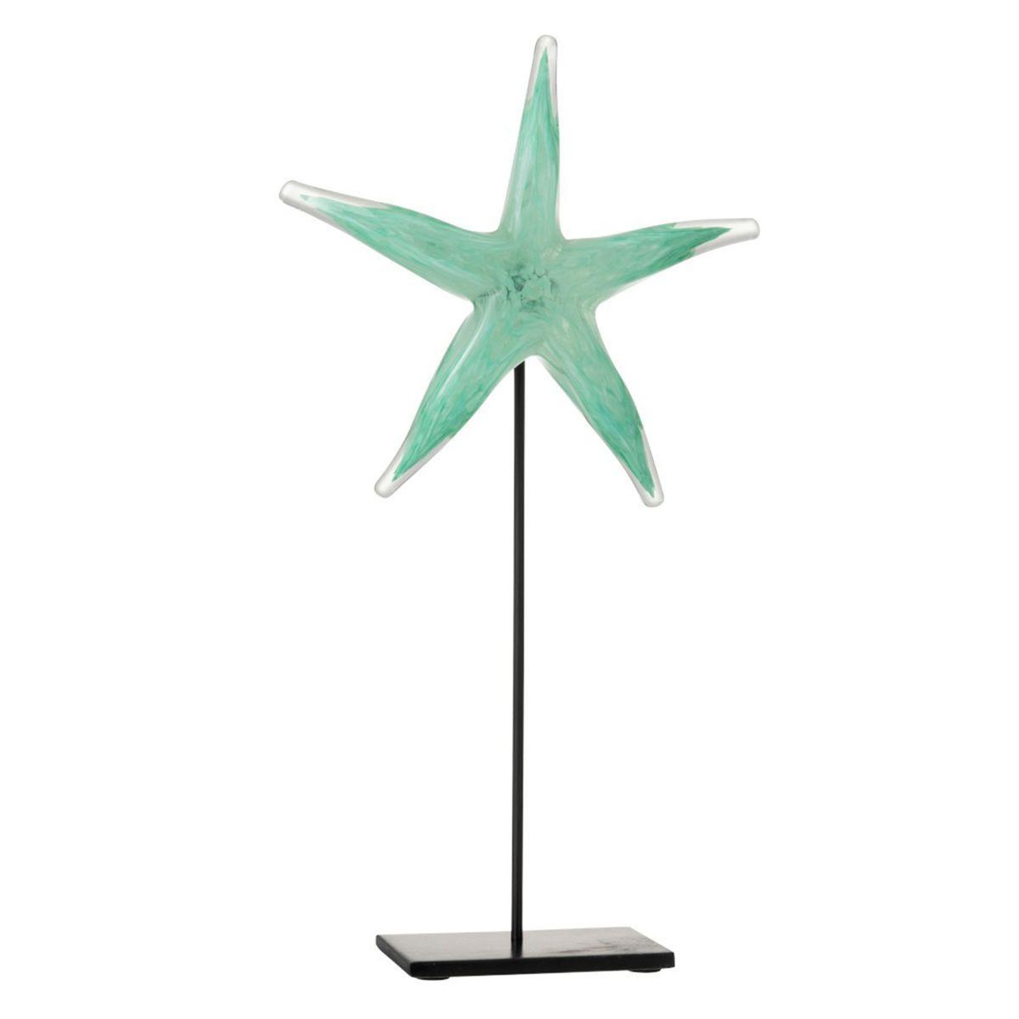 J-LINE Étoile de mer déco sur pied  verre  42cm bleu