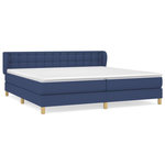 VIDAXL Sommier a lattes de lit avec matelas Bleu 200x200 cm Tissu