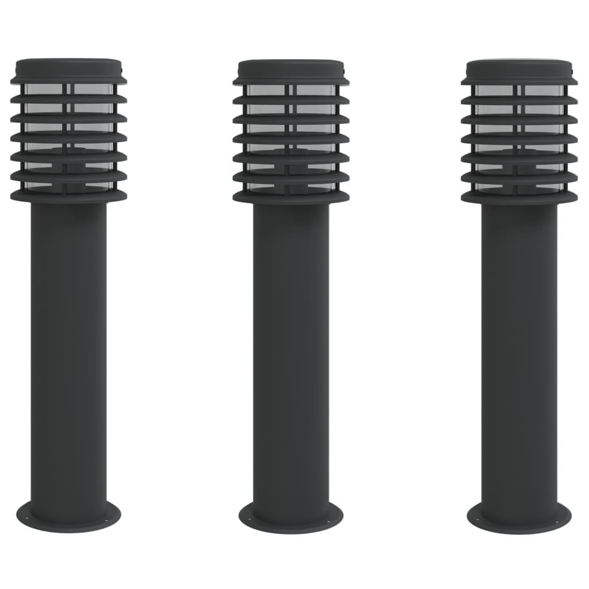 Voir la diapositive 2 : VIDAXL Lampadaires d'exterieur 3 pcs noir 60 cm acier inoxydable
