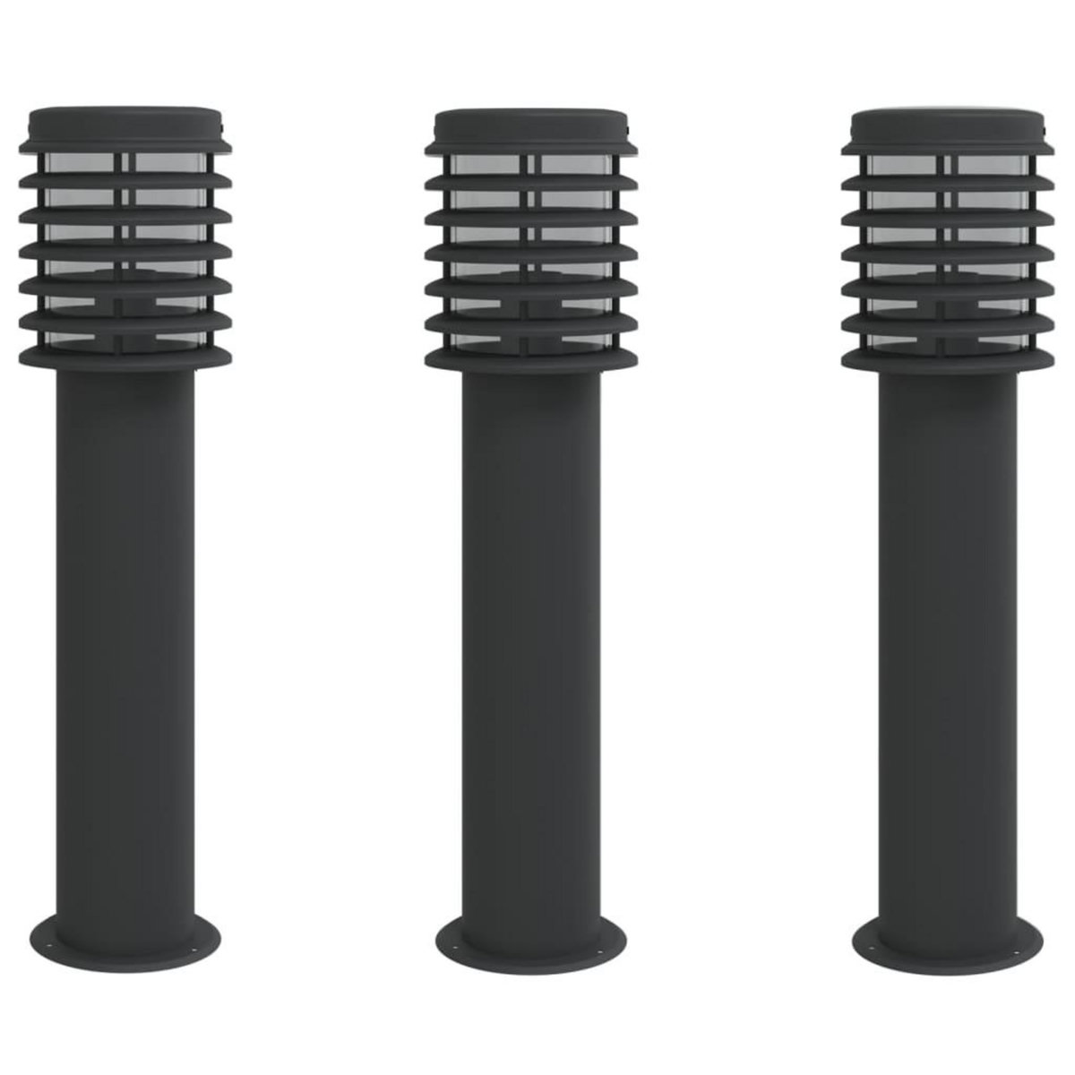 VIDAXL Lampadaires d'exterieur 3 pcs noir 60 cm acier inoxydable