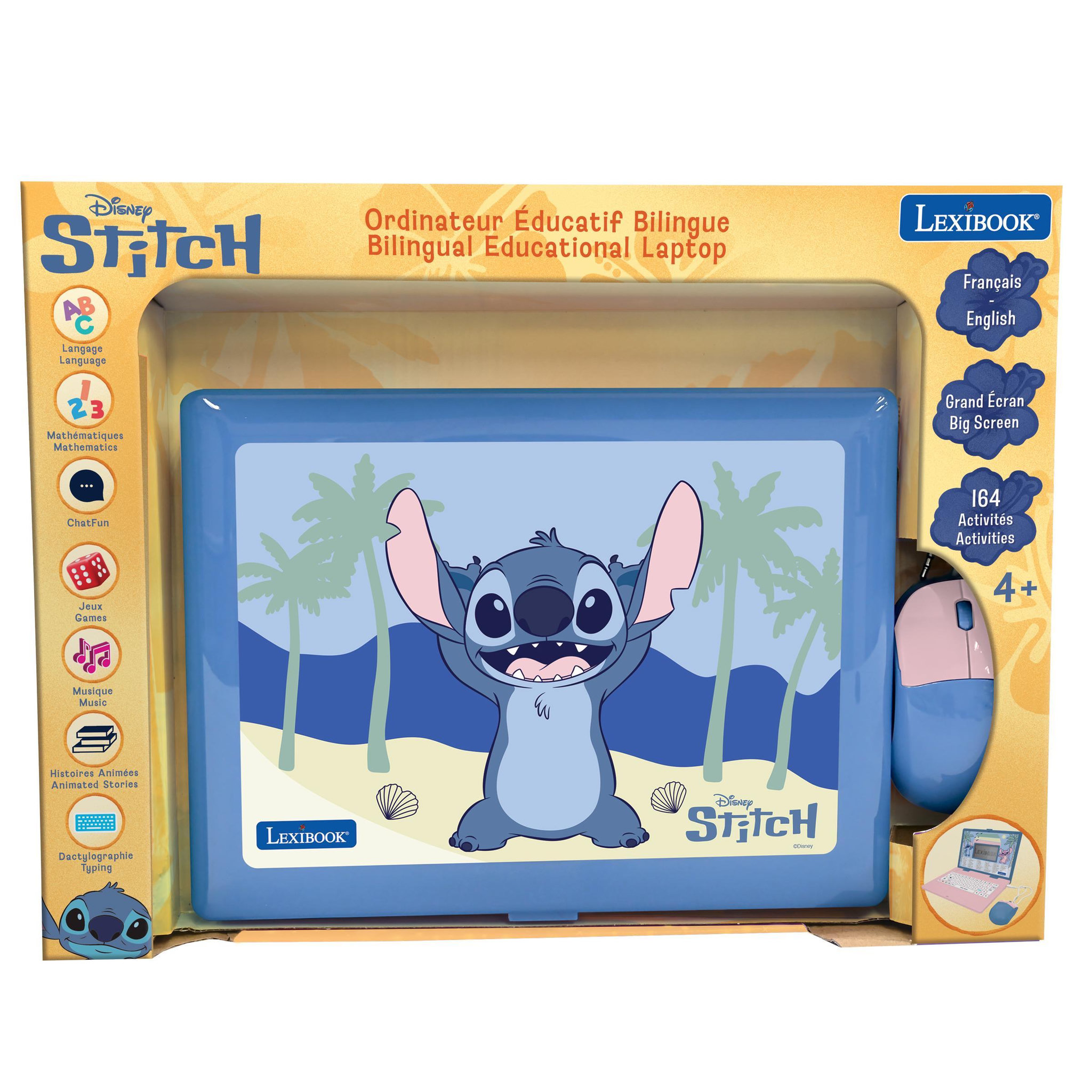 Voir la diapositive 3 : Lexibook Ordinateur éducatif bilingue avec 164 activités au design Stitch (EN/FR)