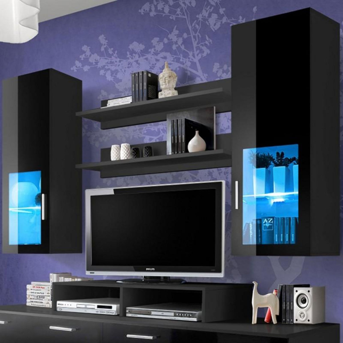 Paris Prix Meuble TV Mural Design  Mini  200cm Noir