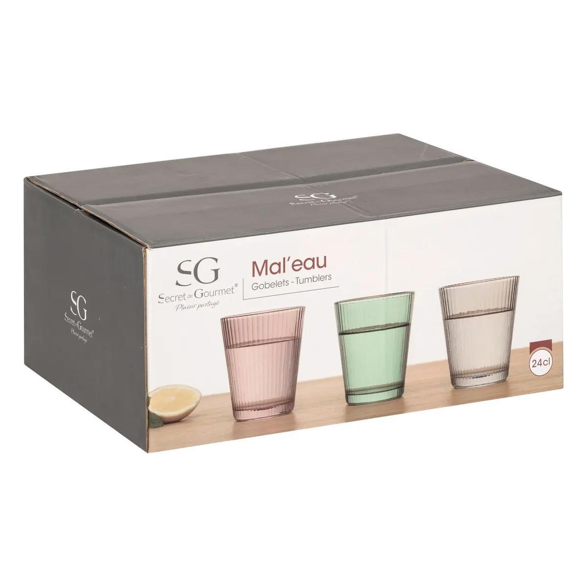 Voir la diapositive 5 : SECRET DE GOURMET Lot de 6 verres à eau  maleau  24cl multicolore