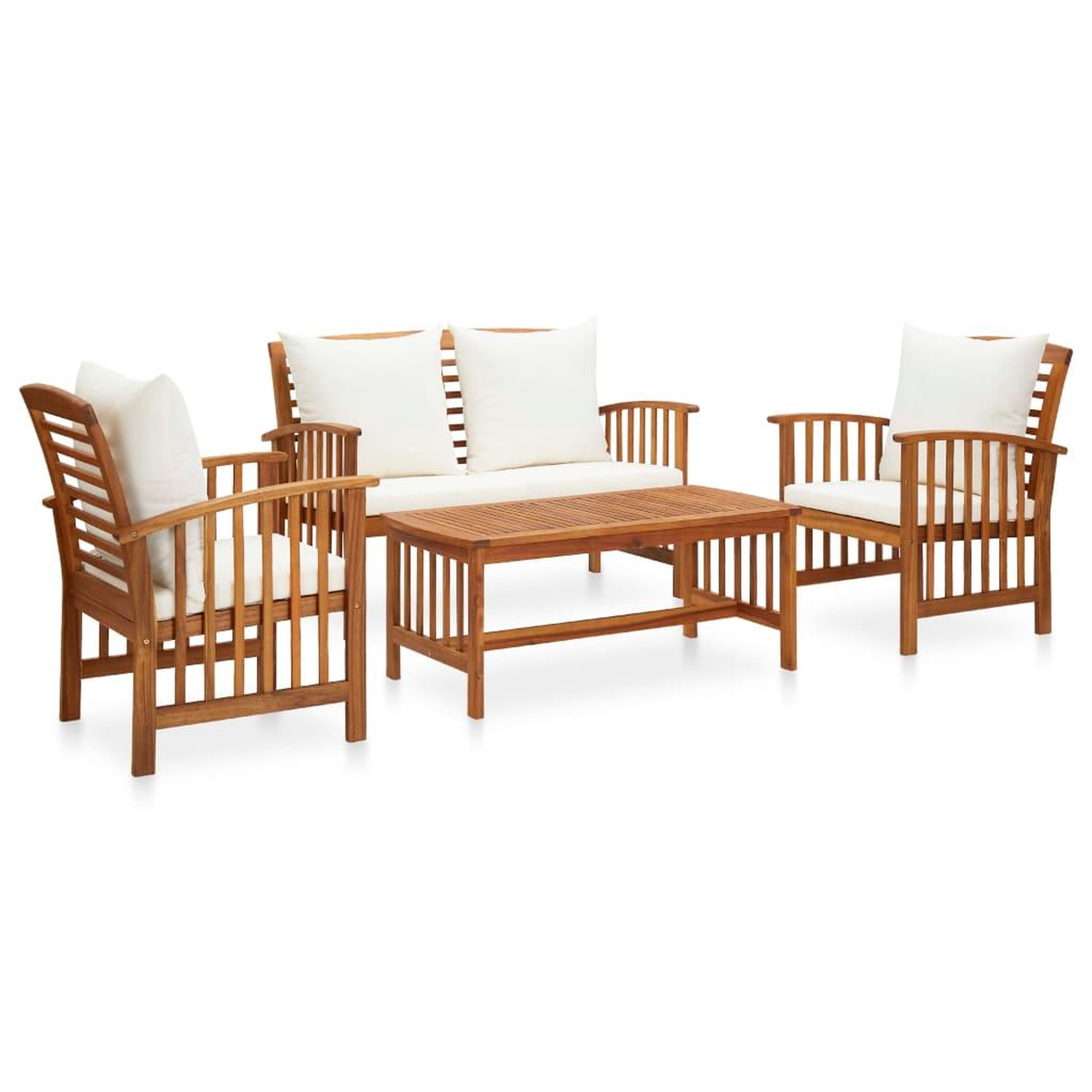 Voir la diapositive 1 : VIDAXL Salon de jardin 4 pcs avec coussins Bois d'acacia solide