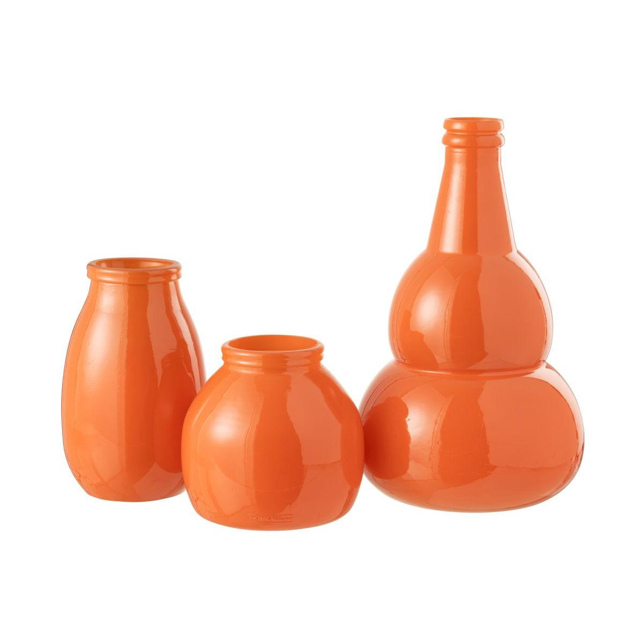 Voir la diapositive 2 : J-LINE Vase déco en verre  cocoon  20cm orange