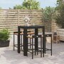Voir la diapositive 1 : VIDAXL Ensemble de bar jardin 5 pcs noir poly rotin/bois massif acacia