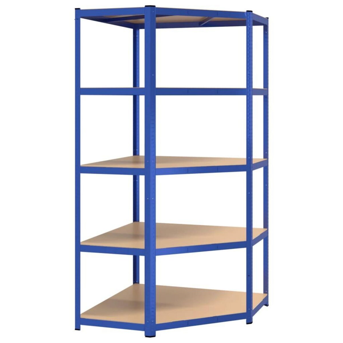 VIDAXL Etagere d'angle a 5 niveaux Bleu Acier et bois d'ingenierie